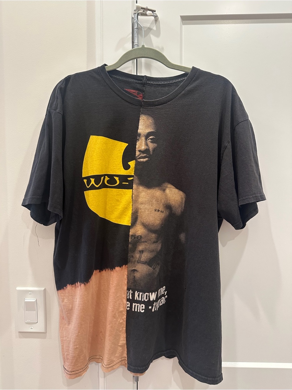 Wu-Pac Black & Yellow Graphic T-Shirt with Split Design